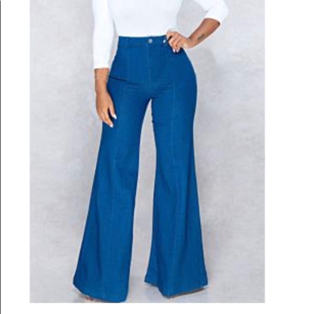 High waist slimming wide leg jeans.